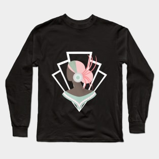 Art Deco lady with pink hair Long Sleeve T-Shirt